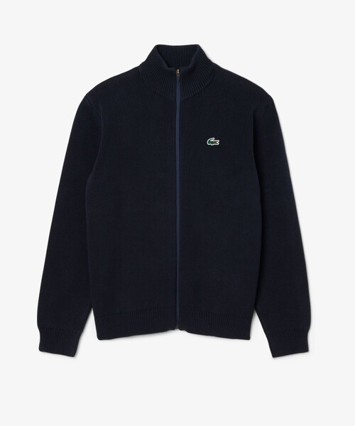 LACOSTE（ラコステ）の「コットンブレンドジップアップセーター / ドライバーズニット（ニット/セーター・メンズ・ホワイト/ネイビー・3/4/5）」の5枚目の写真