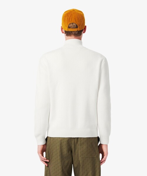 LACOSTE（ラコステ）の「コットンブレンドジップアップセーター / ドライバーズニット（ニット/セーター・メンズ・ホワイト/ネイビー・3/4/5）」の8枚目の写真