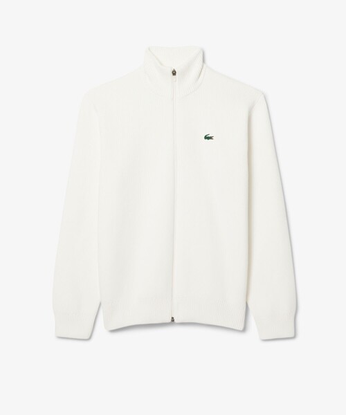 LACOSTE（ラコステ）の「コットンブレンドジップアップセーター / ドライバーズニット（ニット/セーター・メンズ・ホワイト/ネイビー・3/4/5）」の9枚目の写真