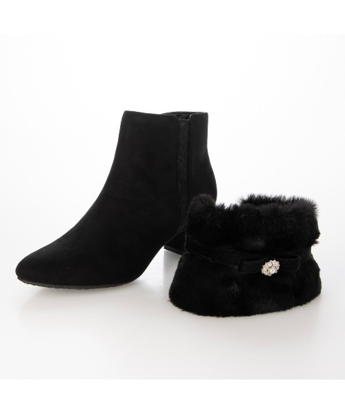 Pitti（ピッティ）の「4WAYファービジューリボンベルトショートブーツ（ブーツ・レディース・ブラック/ブラック系その他6/ブルーグレー・M/S/L）」の13枚目の写真