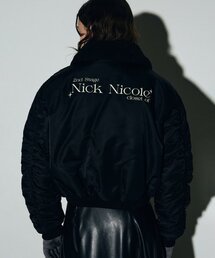 SHIRRING FLEECE BOMBER PADDING_BLACK