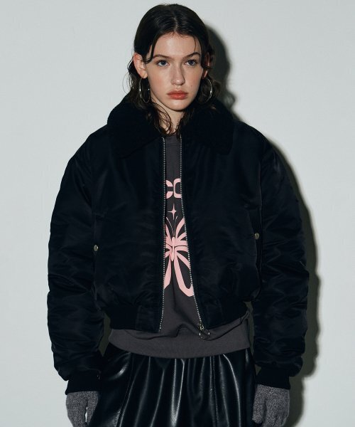 NICK&NICOLE(ニックアンドニコール)の「SHIRRING FLEECE BOMBER PADDING_BLACK(ダウンジャケット/コート・レディース・その他・FREE)」の3枚目の写真