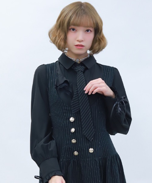 axes femme POETIQUE(アクシーズファムポエティック)の「2WAYストライプタイ付ブラウス(シャツ/ブラウス・レディース・キナリ/サックスブルー/ブラック・MEDIUM)」の2枚目の写真