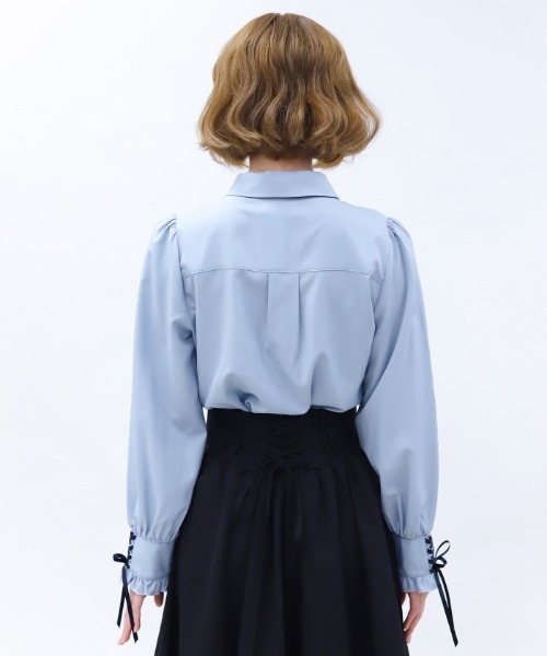 axes femme POETIQUE(アクシーズファムポエティック)の「2WAYストライプタイ付ブラウス(シャツ/ブラウス・レディース・キナリ/サックスブルー/ブラック・MEDIUM)」の6枚目の写真