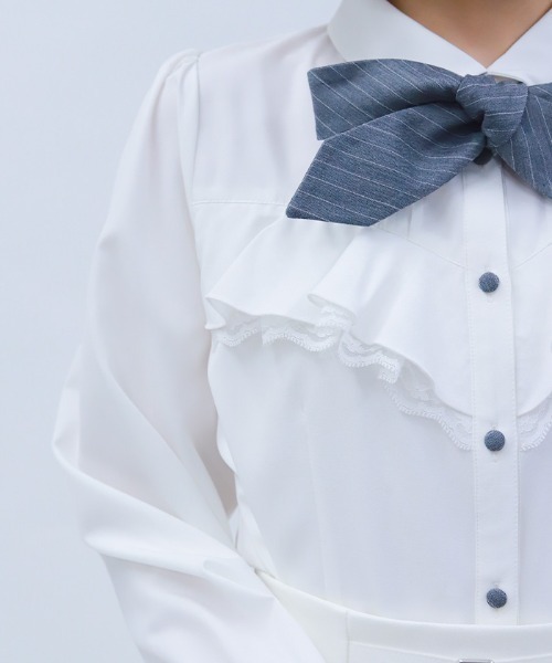 axes femme POETIQUE(アクシーズファムポエティック)の「2WAYストライプタイ付ブラウス(シャツ/ブラウス・レディース・キナリ/サックスブルー/ブラック・MEDIUM)」の12枚目の写真