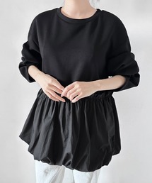ウエストギャザー入りペプラム風トップス
