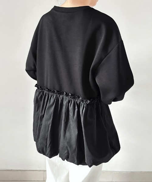 ONEP STAR(ワンピスター)の「ウエストギャザー入りペプラム風トップス(Tシャツ/カットソー・レディース・ブラウン/ベージュ/ブラック・FREE)」の16枚目の写真