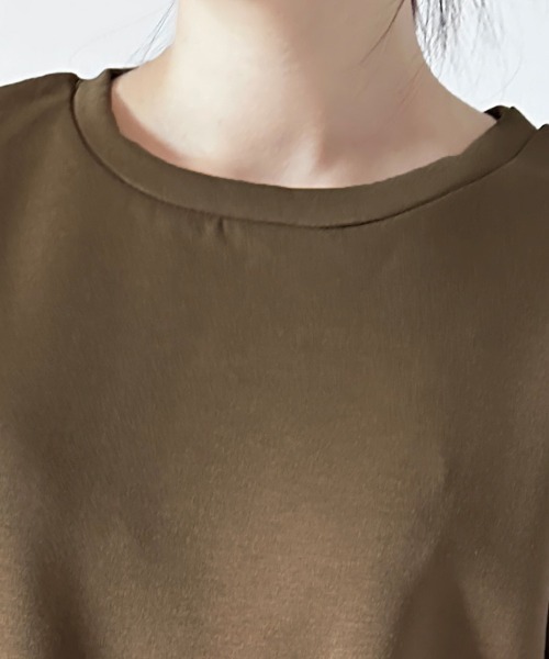ONEP STAR(ワンピスター)の「ウエストギャザー入りペプラム風トップス(Tシャツ/カットソー・レディース・ブラウン/ベージュ/ブラック・FREE)」の19枚目の写真