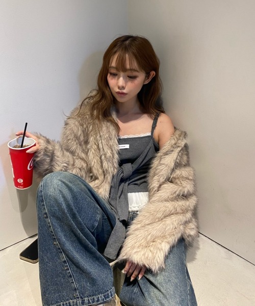 RAY CASSIN（レイカズン）の「ダブルジップファーブルゾン（ブルゾン・レディース・ブラウン/ベージュ系その他2/アイボリー・FREE/S）」の5枚目の写真