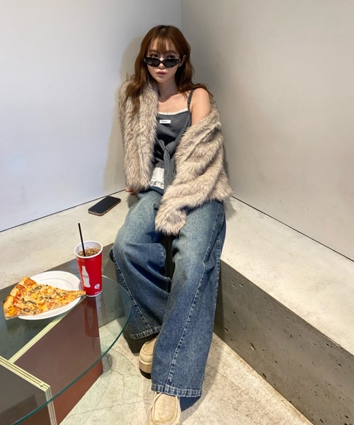 RAY CASSIN（レイカズン）の「ダブルジップファーブルゾン（ブルゾン・レディース・ブラウン/ベージュ系その他2/アイボリー・FREE/S）」の7枚目の写真