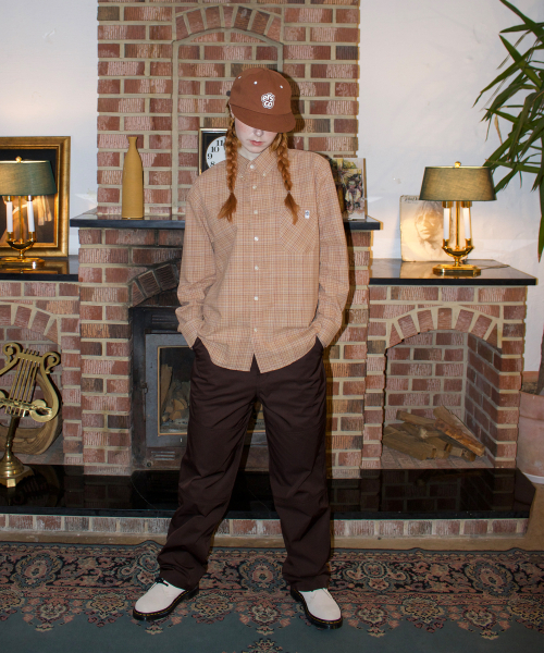 ERSCO(イーアルエスコ)の「シンボルラベルチェックシャツ_ベージュ(シャツ/ブラウス・レディース・その他・X-LARGE/MEDIUM/LARGE)」の9枚目の写真