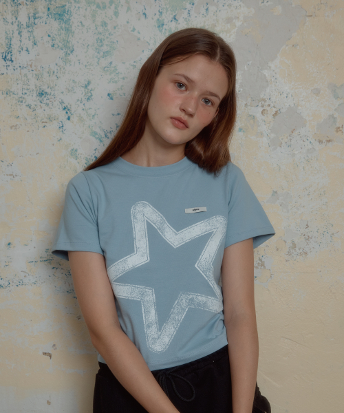 LETERIE(レテリー)の「STAR PRINTIED T-SHIRT_SKY BLUE(Tシャツ/カットソー・レディース・スカイブルー・FREE)」の1枚目の写真