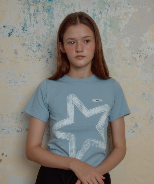LETERIE(レテリー)の「STAR PRINTIED T-SHIRT_SKY BLUE(Tシャツ/カットソー・レディース・スカイブルー・FREE)」の3枚目の写真