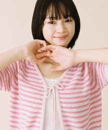 CONICHIWA BONJOUR（コンニチハボンジュール）の「バンデブークルニット（ピンク）（カーディガン/ボレロ）」