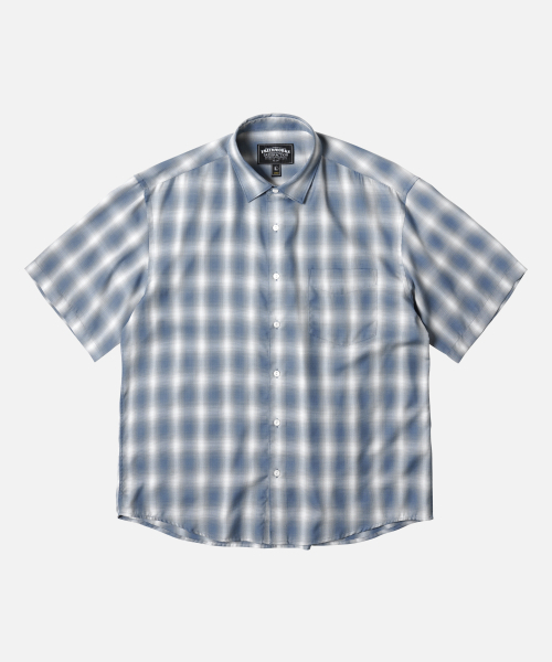 FRIZMWORKS(フリズムワークス)の「OMBRE CHECK RELAXED HALF SHIRT _ BLUE(シャツ/ブラウス・メンズ・その他・MEDIUM/LARGE)」の1枚目の写真