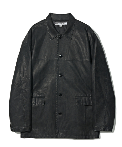 PARTIMENTO(パルティメント)の「VTG ウォッシュドレザーコートブラック(ライダースジャケット・メンズ・その他・LARGE/MEDIUM)」の1枚目の写真