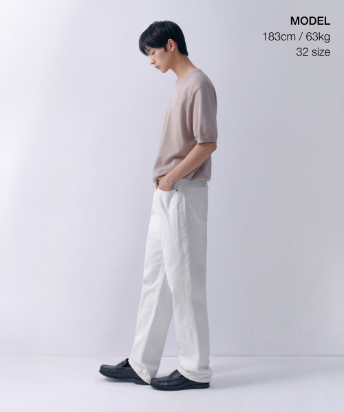 MUSINSA STANDARD（ムシンサスタンダード）の「レギュラーフィットデニムパンツ[ホワイト]（デニムパンツ・メンズ・その他・33/38/42/36/34/32/31/40/30/29）」の2枚目の写真