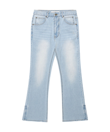 Sleek zipper detail boots cut denim pants light blue