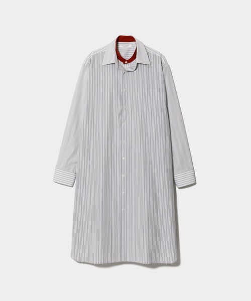 beautiful people（ビューティフルピープル）の「double-front finx C stripe shirts dress（シャツワンピース・レディース・グレー・38）」の2枚目の写真