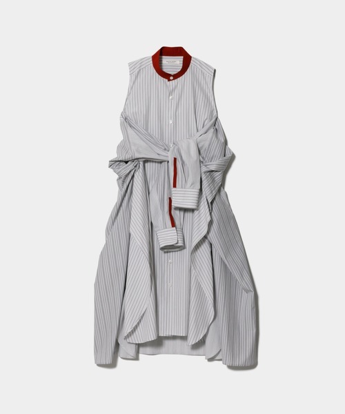 beautiful people（ビューティフルピープル）の「double-front finx C stripe shirts dress（シャツワンピース・レディース・グレー・38）」の4枚目の写真