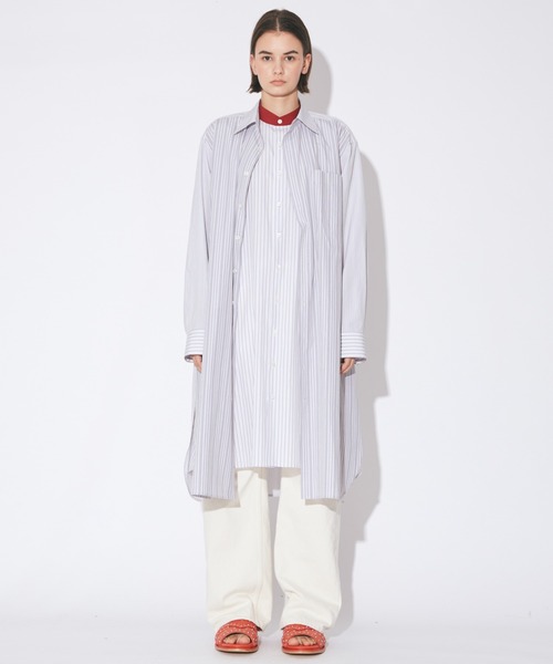 beautiful people（ビューティフルピープル）の「double-front finx C stripe shirts dress（シャツワンピース・レディース・グレー・38）」の5枚目の写真