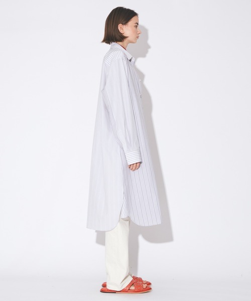 beautiful people（ビューティフルピープル）の「double-front finx C stripe shirts dress（シャツワンピース・レディース・グレー・38）」の6枚目の写真