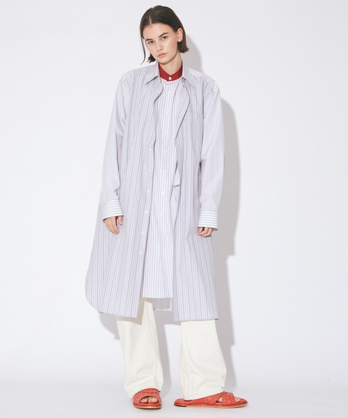 beautiful people（ビューティフルピープル）の「double-front finx C stripe shirts dress（シャツワンピース・レディース・グレー・38）」の8枚目の写真