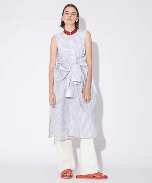 beautiful people（ビューティフルピープル）の「double-front finx C stripe shirts dress（シャツワンピース・レディース・グレー・38）」の9枚目の写真