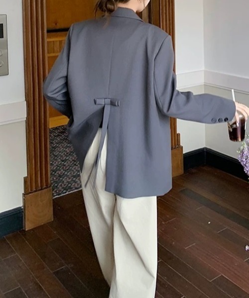 セール】バックスリットリボンタイスーツジャケット（テーラード