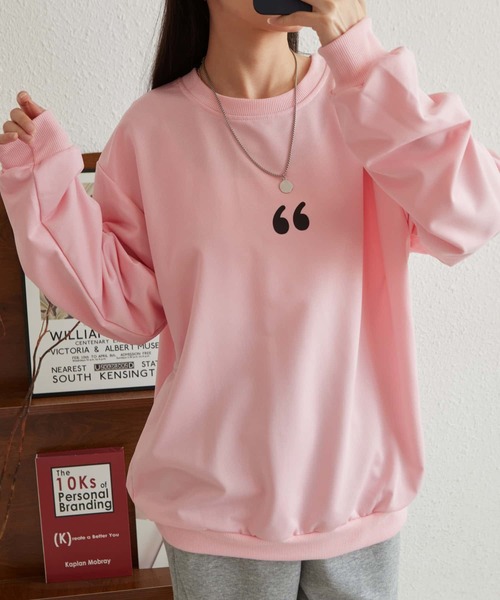 MAISON DE THERESE（メゾン ド テレーズ）の「ビッグサイズスウェットトップス ロン T（スウェット・レディース・グレー/ホワイト/ピンク・FREE）」の6枚目の写真