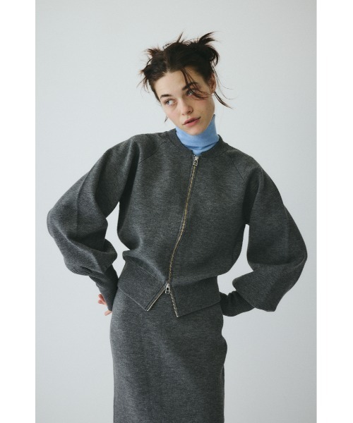 HeRIN.CYE(ヘリンドットサイ)の「Zip up knit tops ジップアップニットトップス(ニット/セーター・レディース・レッド/グレー・FREE)」の2枚目の写真