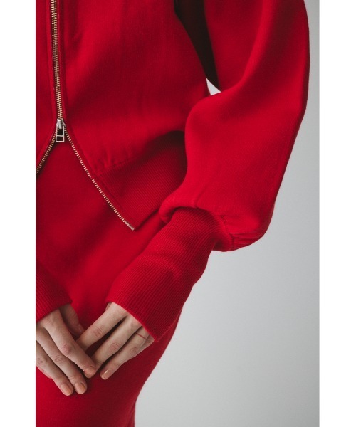 HeRIN.CYE(ヘリンドットサイ)の「Zip up knit tops ジップアップニットトップス(ニット/セーター・レディース・レッド/グレー・FREE)」の16枚目の写真