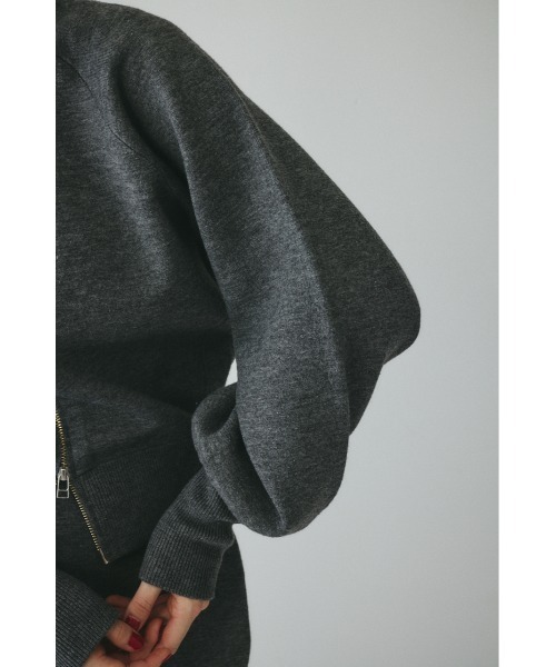 HeRIN.CYE(ヘリンドットサイ)の「Zip up knit tops ジップアップニットトップス(ニット/セーター・レディース・レッド/グレー・FREE)」の3枚目の写真