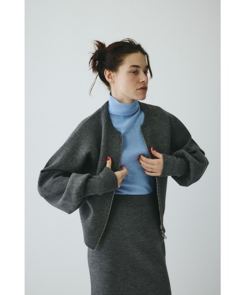 HeRIN.CYE(ヘリンドットサイ)の「Zip up knit tops ジップアップニットトップス(ニット/セーター・レディース・レッド/グレー・FREE)」の7枚目の写真
