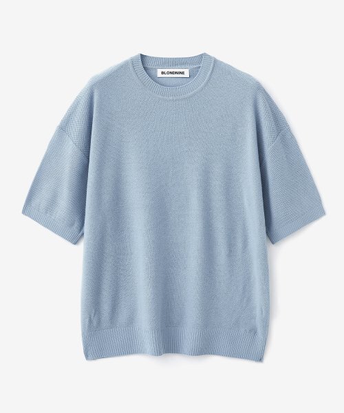 BLOND9(ブロンドナイン)の「マッシュPKラウンドネック半袖ニット_スカイブルー(ニット/セーター・メンズ・スカイブルー・LARGE/MEDIUM/SMALL/X-LARGE/X-SMALL)」の2枚目の写真