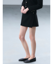 LETQSTUDIO（レチケットスタジオ）の「ツイードラップミニショーツ、ブラック（その他パンツ）」