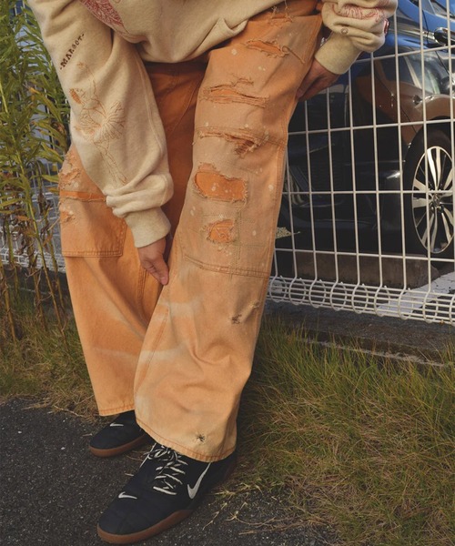 Anachronorm(アナクロノーム)の「【ANACHRONORM】AN386-D REMAKED DOUBLE KNEE DUCK PAINTER PANTS YELLOW OCHER(デニムパンツ・メンズ・ブラック/イエロー・3/2/1)」の12枚目の写真