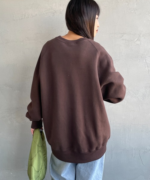 Americana/アメリカーナ] ボリュームスリーブ カレッジロゴスウェット