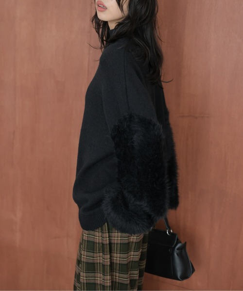 AMELY(エミリー)の「シャギースリーブニットトップス(ニット/セーター・レディース・ブラック/ベージュ/ブラウン・フリー)」の7枚目の写真