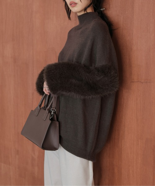 AMELY(エミリー)の「シャギースリーブニットトップス(ニット/セーター・レディース・ブラック/ベージュ/ブラウン・フリー)」の10枚目の写真