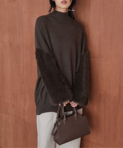 AMELY(エミリー)の「シャギースリーブニットトップス(ニット/セーター・レディース・ブラック/ベージュ/ブラウン・フリー)」の12枚目の写真