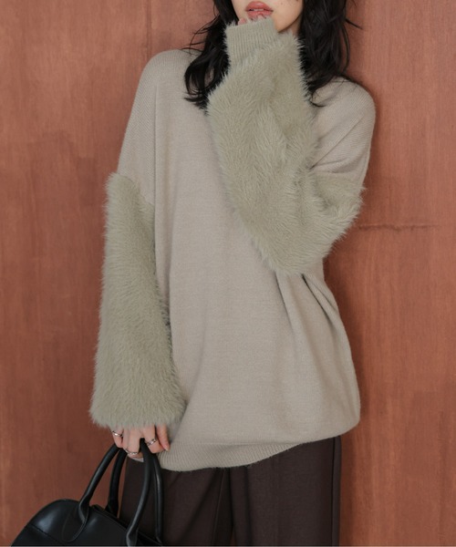 AMELY(エミリー)の「シャギースリーブニットトップス(ニット/セーター・レディース・ブラック/ベージュ/ブラウン・フリー)」の14枚目の写真