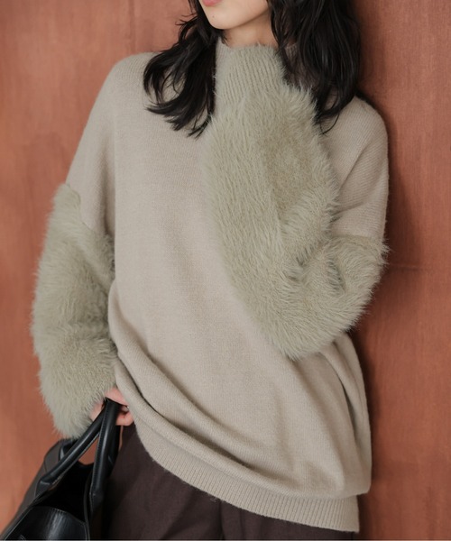 AMELY(エミリー)の「シャギースリーブニットトップス(ニット/セーター・レディース・ブラック/ベージュ/ブラウン・フリー)」の15枚目の写真