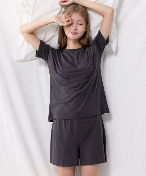 Women´s Home Short Sleeve Trunk Set Premium Organic Cotton Bamboo