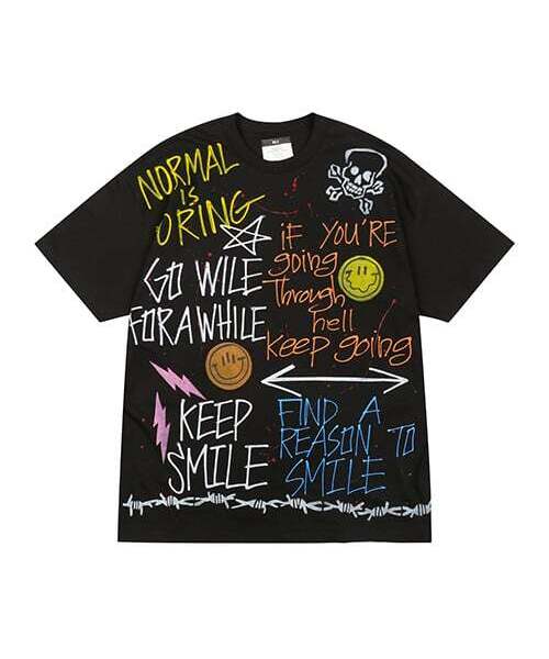 THE MADNESS(ザ マッドネス)の「HAND WORK SHOUL SKULL T-SHIRTS_BK(Tシャツ/カットソー・メンズ・その他・FREE)」の1枚目の写真