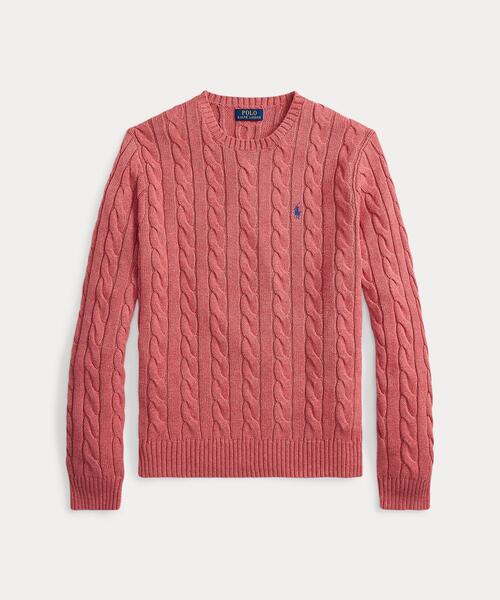 POLO RALPH LAUREN(ポロ ラルフ ローレン)の「ケーブルニット コットン セーター(ニット/セーター・メンズ・レッド・M/L/XXL/XS/XL/S)」の2枚目の写真