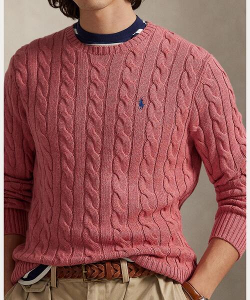 POLO RALPH LAUREN(ポロ ラルフ ローレン)の「ケーブルニット コットン セーター(ニット/セーター・メンズ・レッド・M/L/XXL/XS/XL/S)」の5枚目の写真