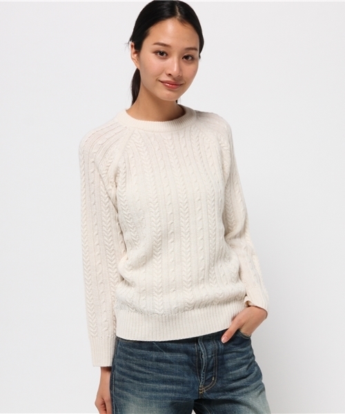 OUTLET（アウトレット）の「【CIAOPANIC TYPY】アルパカ混細ケーブルニット（ニット/セーター・レディース・サックスブルー/グレー/オフホワイト/ネイビー・ONE）」の2枚目の写真