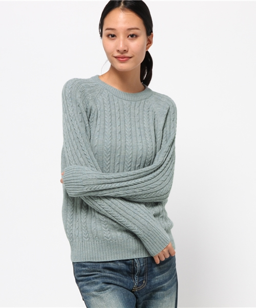 OUTLET（アウトレット）の「【CIAOPANIC TYPY】アルパカ混細ケーブルニット（ニット/セーター・レディース・サックスブルー/グレー/オフホワイト/ネイビー・ONE）」の4枚目の写真