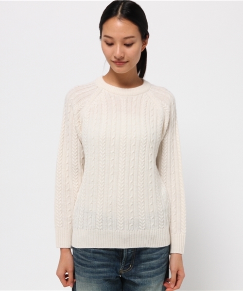 OUTLET（アウトレット）の「【CIAOPANIC TYPY】アルパカ混細ケーブルニット（ニット/セーター・レディース・サックスブルー/グレー/オフホワイト/ネイビー・ONE）」の5枚目の写真